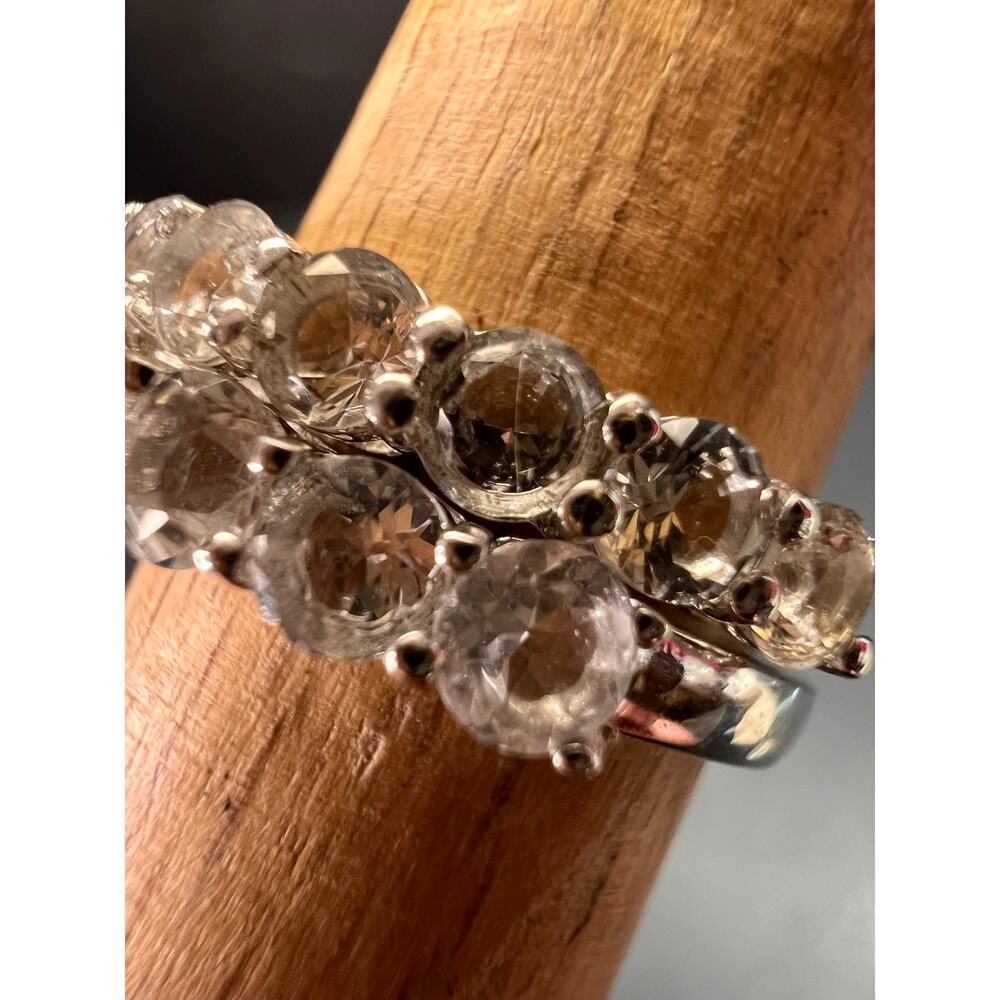 New White Topaz Stackable Ring Set In Platinum Ov… - image 7